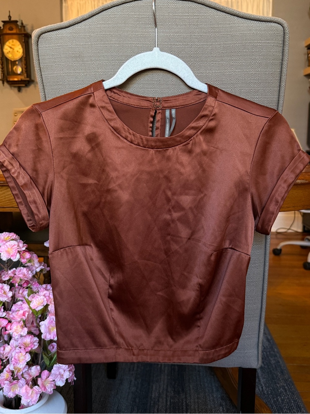 Anthropologie Short Sleeve Blouse in Brown Size XS
